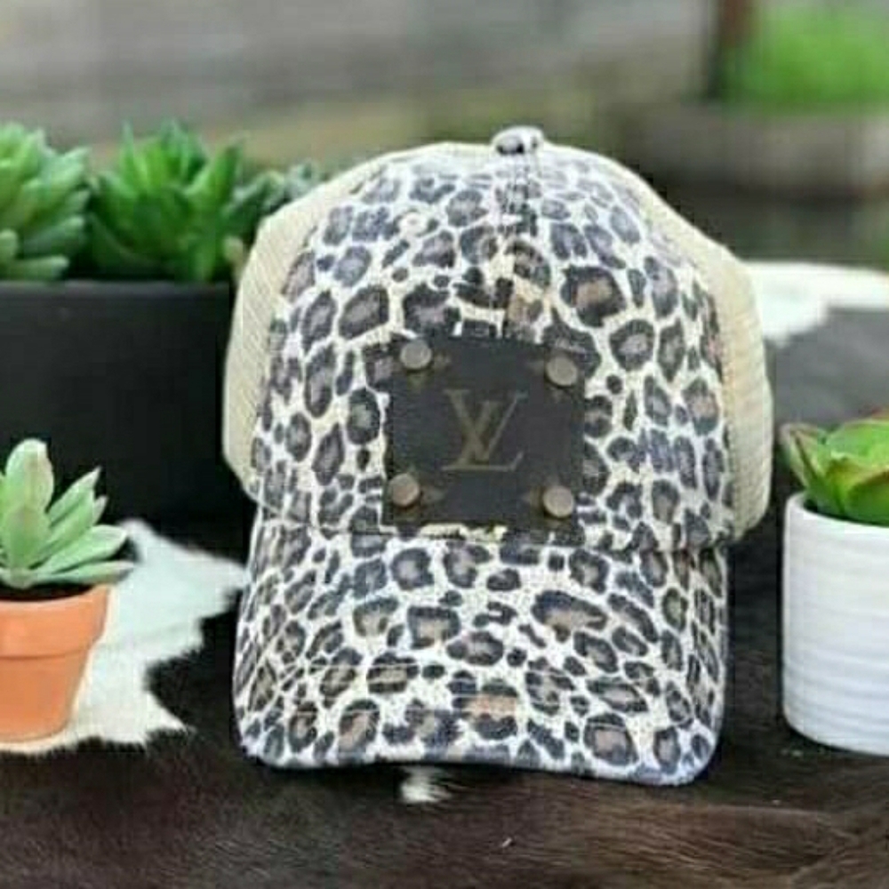 New leopard upcycled cap/hat